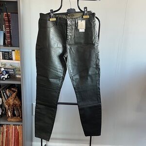 Faux Leather dark green High-Rise Skinny Pants by Banana Republic NEW